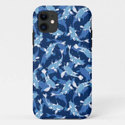 Blue Aquatic Pattern _ Koi Fish iPhone 11 Case