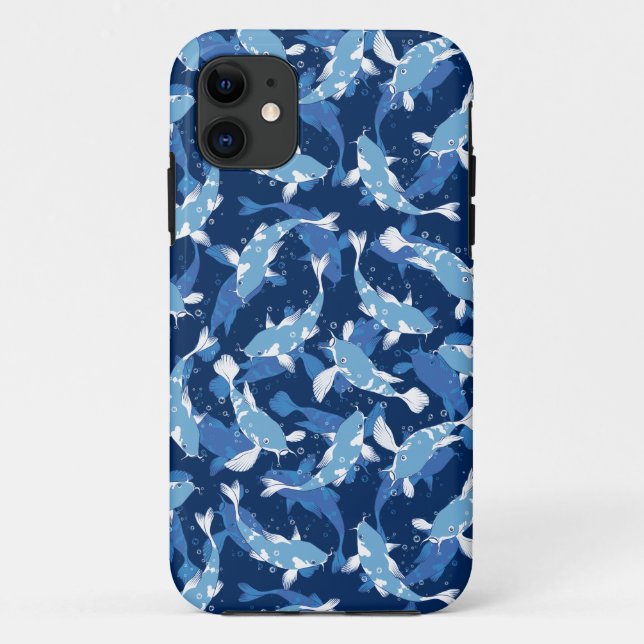 Blue Aquatic Pattern - Koi Fish Case-Mate iPhone Case (Back)