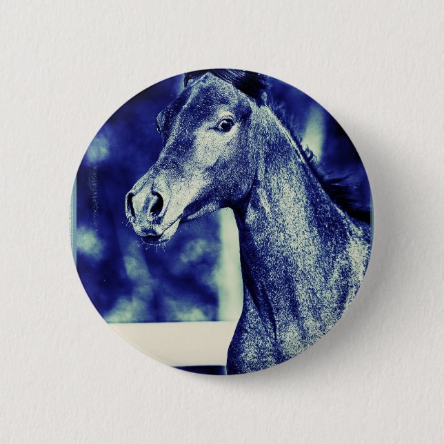 Blue Arabian Digital Art Button (Front)