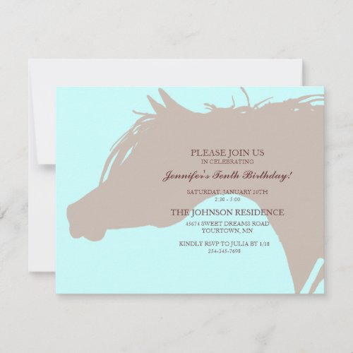 Blue Arabian Horse Head Birthday Party Invitation