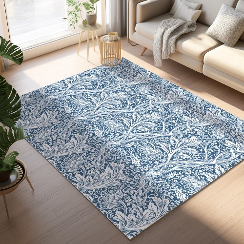 Blue Arcadia William Morris Hawthorn Leaf Pattern Rug