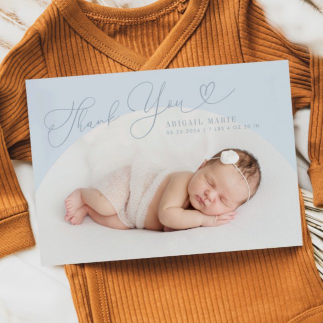 Blue Arch Frame Thank Yoy Birth Announcement (Creator Uploaded)