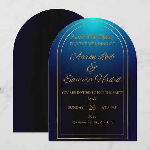Blue Arch Save the Date Card, Modern Wedding Invitation