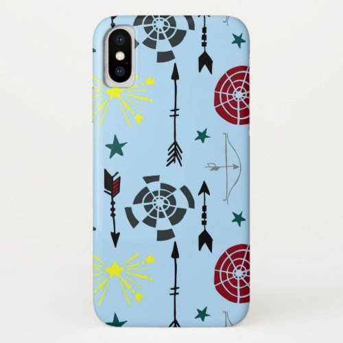 Blue Archery Bows Arrows and Targets iPhone X Case