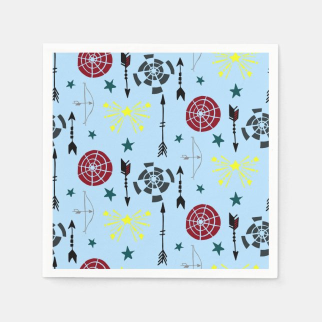 Blue Archery Bows Arrows and Targets Napkins (Front)