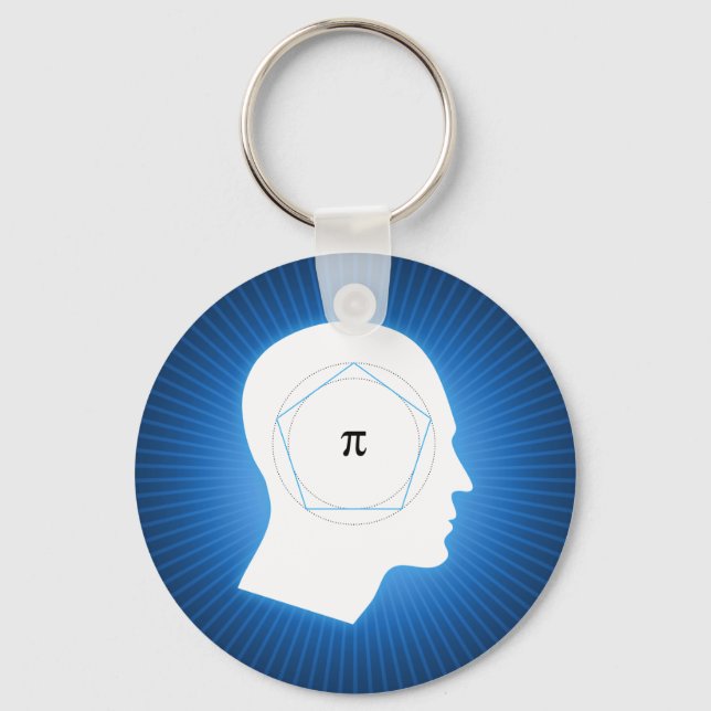 Blue Archimedes' Approximation of Pi Keychain (Front)