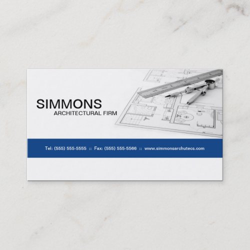 Blue Architectural Blue Print Business Card