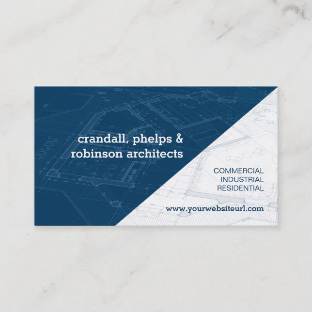 Blue Architectural Blueprint Business Card | Zazzle