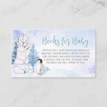 Blue Arctic Animals Baby Shower Books for Baby Enclosure Card