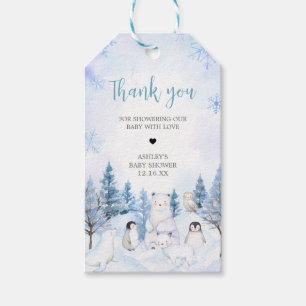 Blue Arctic Animals Baby Shower Favor Tags