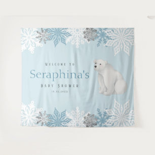 Blue Arctic Polar Bear Baby Shower Backdrop
