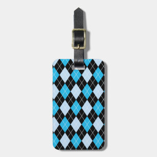 Blue Argyle Custom Luggage Tag