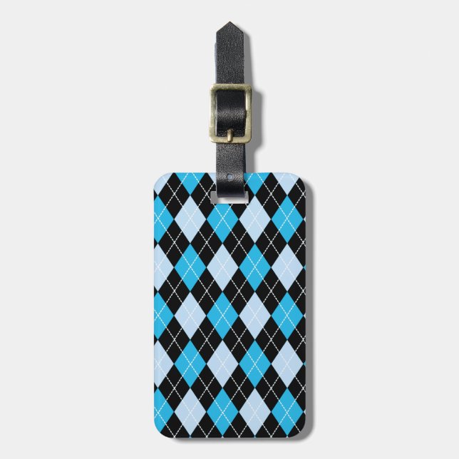 Blue Argyle Custom Luggage Tag (Front Vertical)