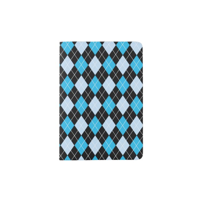 Blue Argyle Custom Passport Wallet Holder (Front)