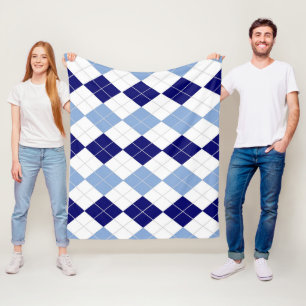Blue Argyle Medium Fleece Blanket