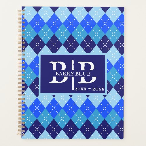 Blue Argyle New Job Back To School Personalized  Planner