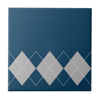 Blue Argyle Pattern Ceramic Tile by thatcrazyredhead at Zazzle