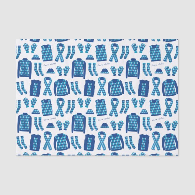 Blue Argyle Pattern Items Tissue Paper (Front)