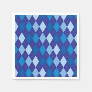 Blue argyle pattern napkin