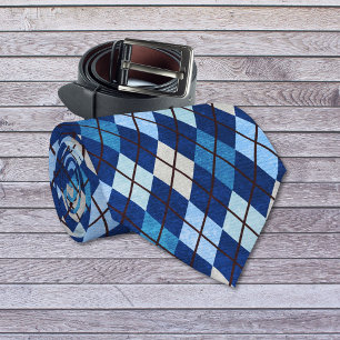 Blue Argyle Pattern Neck Tie