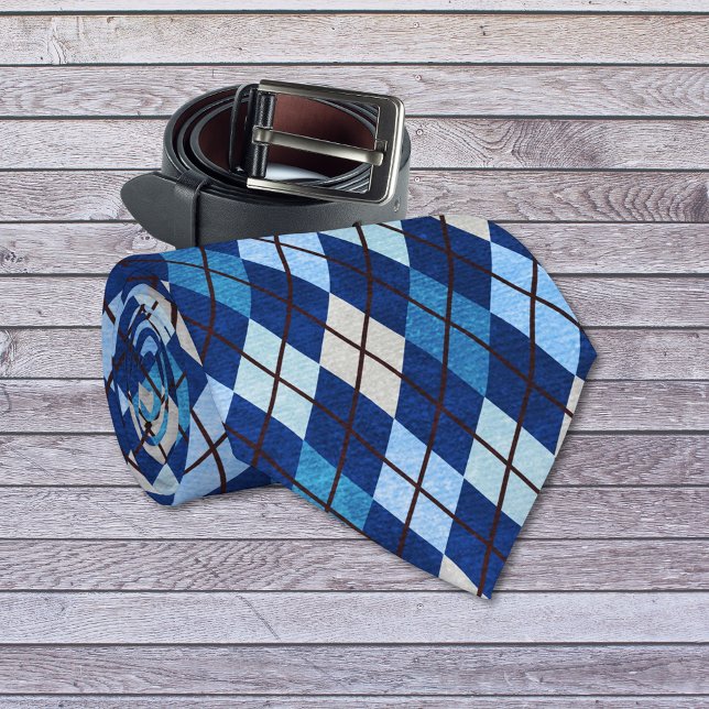 Blue Argyle Pattern Neck Tie (Creator Uploaded)
