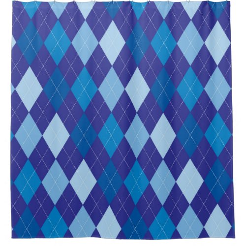 Blue argyle pattern shower curtain