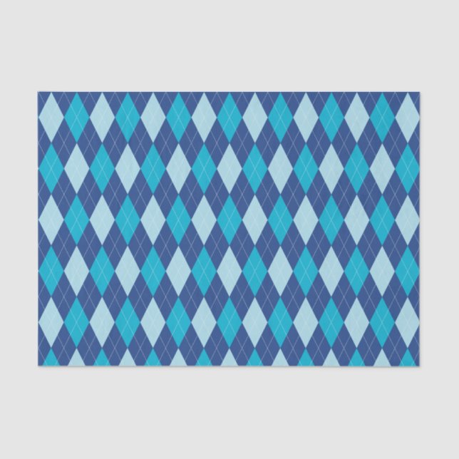 Blue Argyle Pattern Tissue Paper (Front)