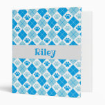 Blue Argyle Paw Print Pattern 3 Ring Binder