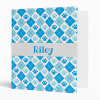 Blue Argyle Paw Print Pattern