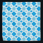Blue Argyle Paw Print Pattern Bandana<br><div class="desc">Introducing our stylish blue and white argyle design featuring adorable paw prints, the perfect blend of sophistication and pet-inspired charm. This eye-catching design combines the classic argyle pattern with playful paw prints, creating a unique and fashionable look. The argyle pattern exudes a timeless and refined aesthetic, while the whimsical paw...</div>