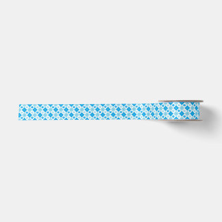 Blue Argyle Paw Print Pattern Satin Ribbon
