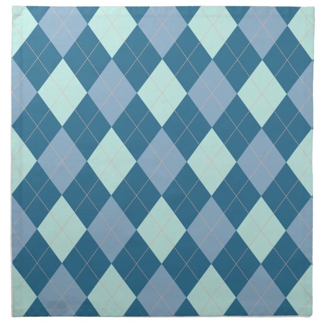 Blue Argyle Vintage Pattern Cloth Napkin (Front)