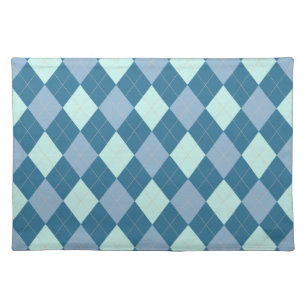 Blue Argyle Vintage Pattern Cloth Placemat