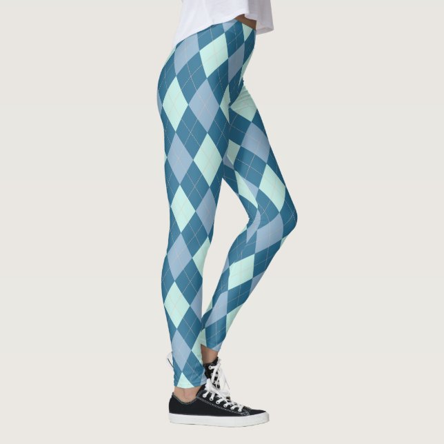 Blue Argyle Vintage Pattern Leggings (Right)