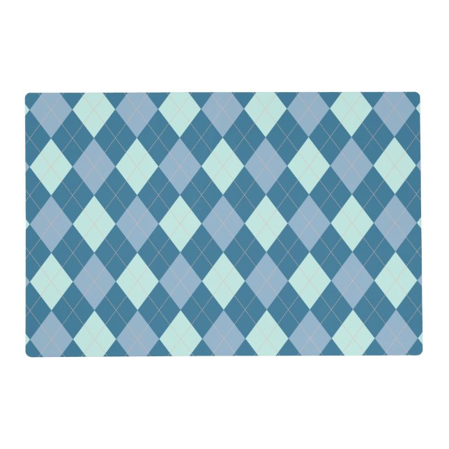 Blue Argyle Vintage Pattern Placemat (Front)