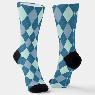 Blue Argyle Vintage Pattern Socks