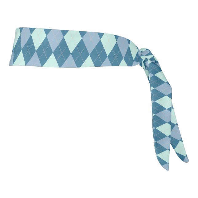 Blue Argyle Vintage Pattern Tie Headband (Rotate 90)