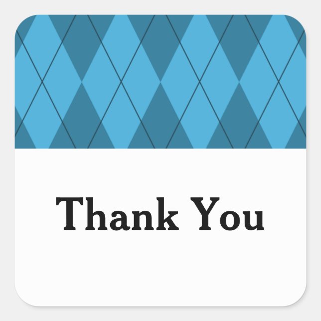 Blue Argyle Wedding Thank You Stickers (Front)