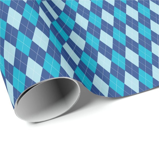 Blue Argyle Wrapping Paper (Roll Corner)