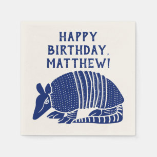 Blue Armadillo Personalized Custom Message Napkins