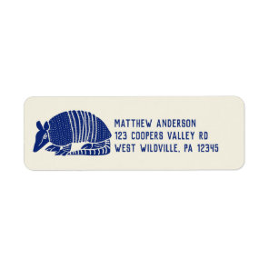 Blue Armadillo Personalized Return Address Label