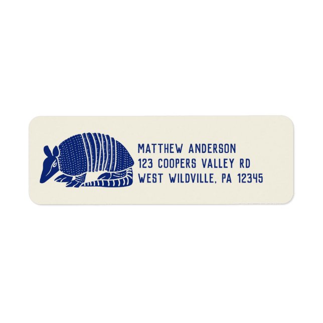 Blue Armadillo Personalized Return Address Label (Front)