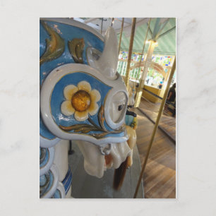 Blue Armored Horse Profile, Crescent Park Carousel Postcard