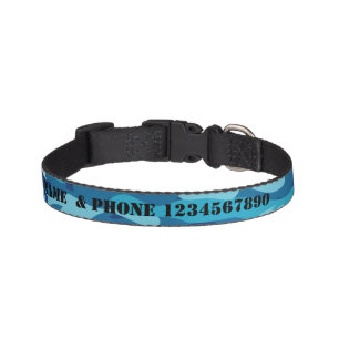 Blue army camo camouflage color custom dog name pet collar