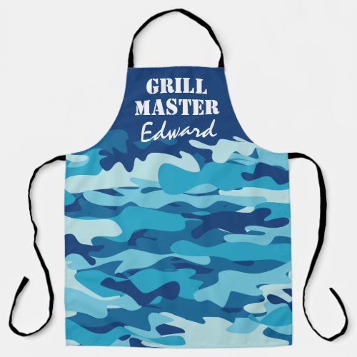 Blue army camo camouflage grillmaster mens BBQ Apron