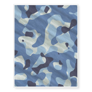 Blue Army Camouflage Temporary Tattoos