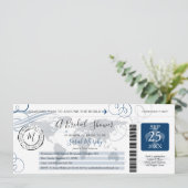 Blue Around the World Bridal Shower Boarding Pass Invitation (Standing Front)