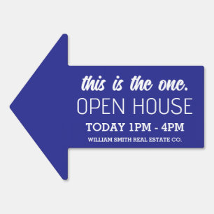 Blue Arrow Open House Directional Yard Sign