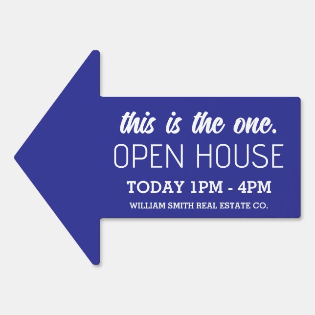 Blue Arrow Open House Directional Yard Sign (Front)