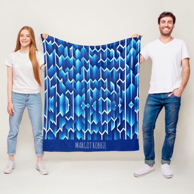 Blue Arrows and Lines Geometric Pattern Fleece Blanket (In Situ)